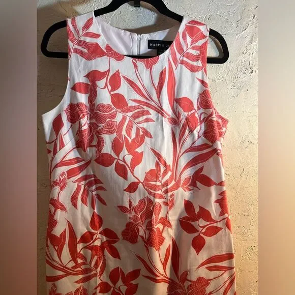 Floral Coral and White Dress Harper 241 tropical floral sheath classic summer - Picture 3 of 6